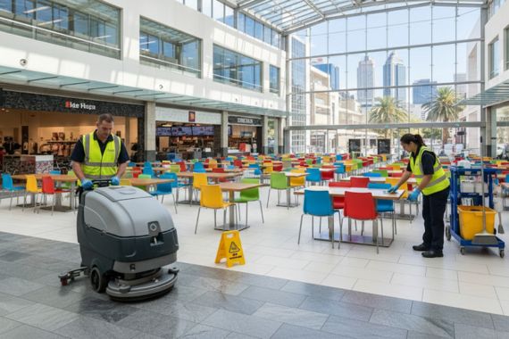 Food court dining area cleaning Perth shopping center